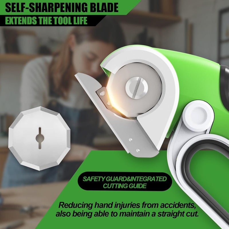 zeite 4V Cardboard Box Cutter,Cordless Electric Scissors,Max Cutting 1/4",Ideal for Cardboard,Thin Carpet & Plastic Recycling,Easy to Hold and Safe,Green - Image 5